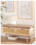 Wooden Bench with Cushioned Seat