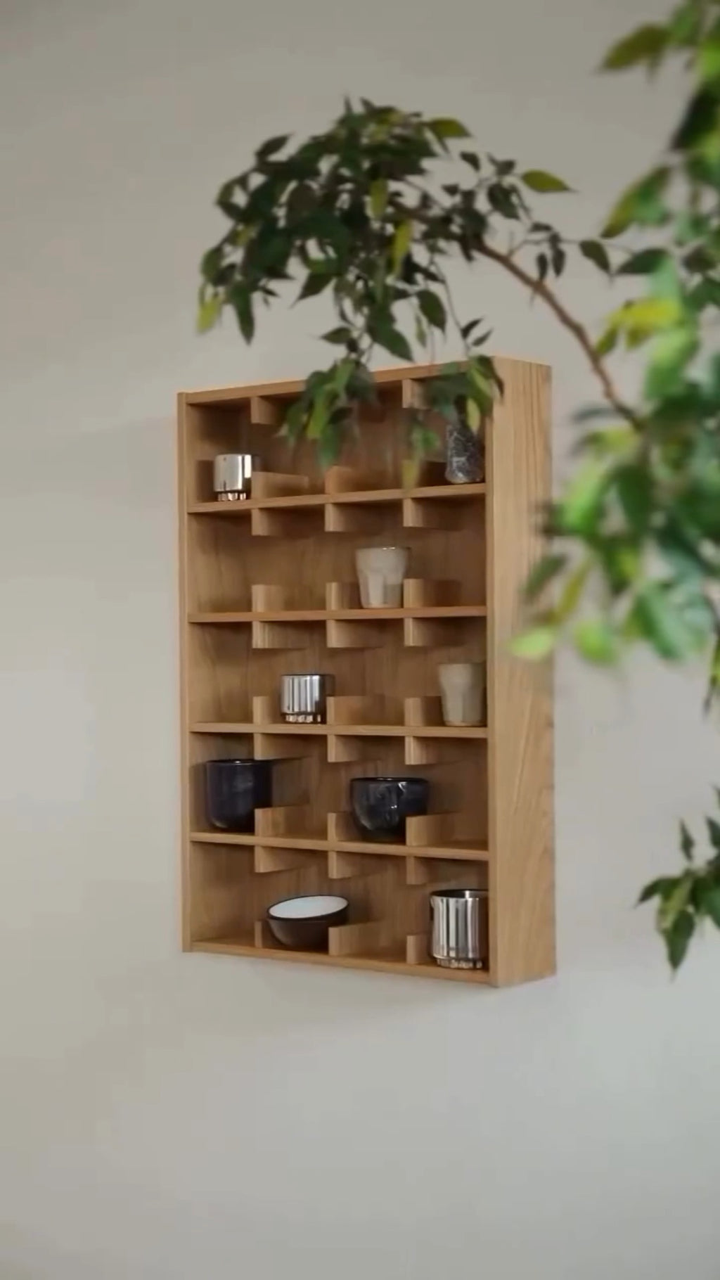 Natural Wood Mug Organizer Shelf
